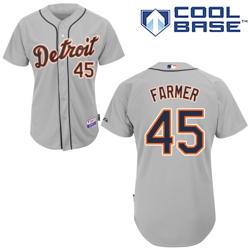 Buck Farmer #45 MLB Jersey-Detroit Tigers Men's Authentic Road Gray Cool Base Baseball Jersey